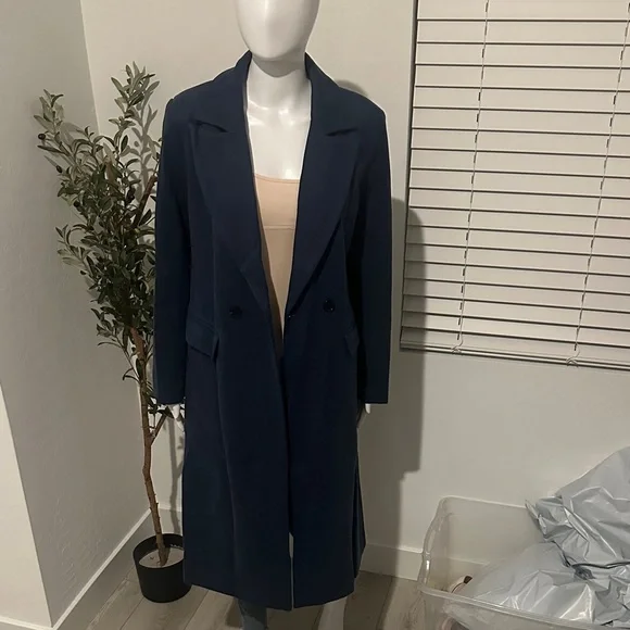 Women's Blue Long Coat - Picture 5 of 10